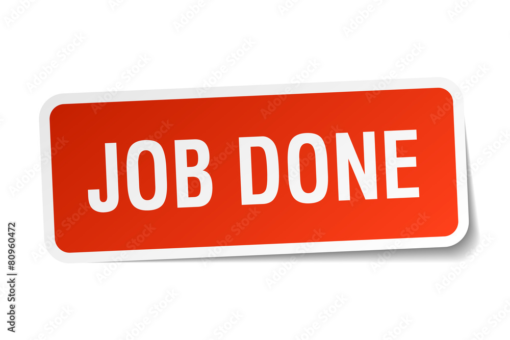 job done red square sticker isolated on white job done red square sticker isolated on white
