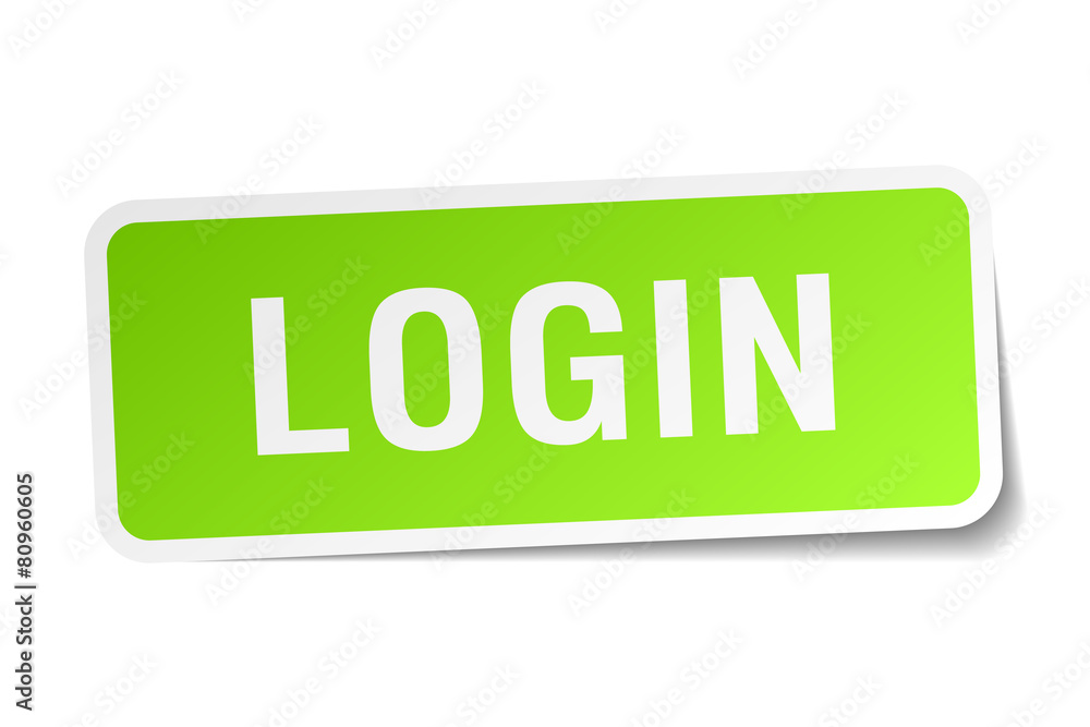 login green square sticker on white background login green square sticker on white background