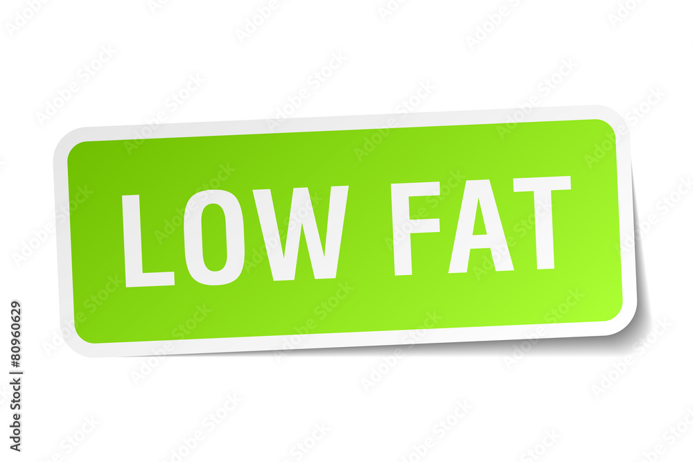 low fat green square sticker on white background low fat green square sticker on white background