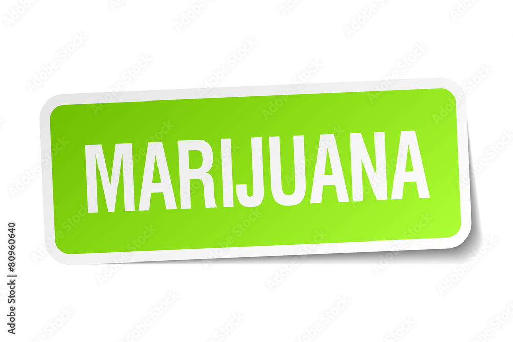 marijuana green square sticker on white background marijuana green square sticker on white background