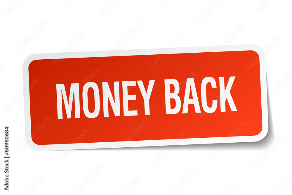 money back red square sticker isolated on white money back red square sticker isolated on white