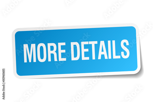 more details blue square sticker isolated on white