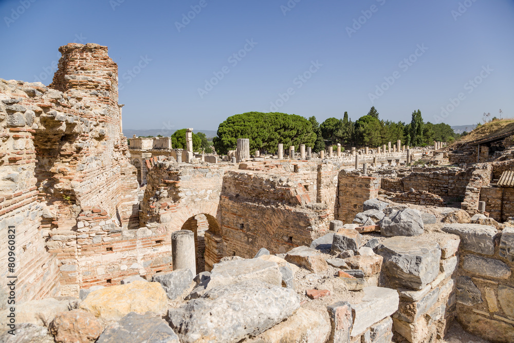 Ancient Ephesus. Ruins of buildings