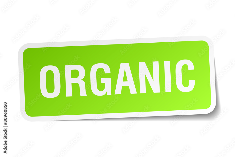 organic green square sticker on white background organic green square sticker on white background