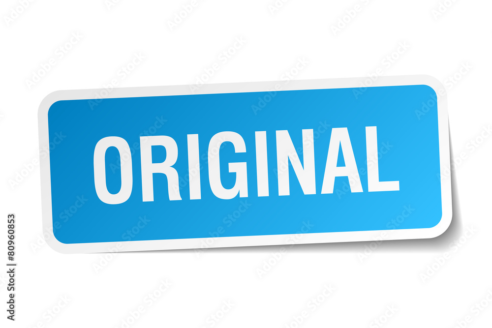 original blue square sticker isolated on white original blue square sticker isolated on white