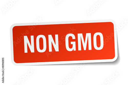 non gmo red square sticker isolated on white