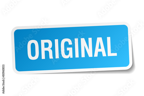 original blue square sticker isolated on white