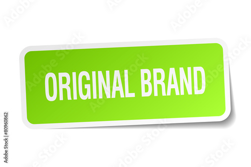 original brand green square sticker on white background