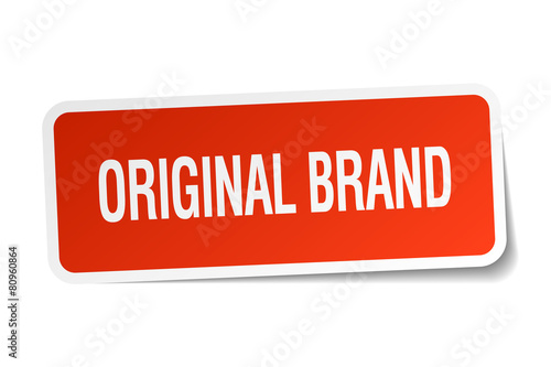 original brand red square sticker isolated on white