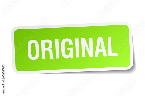 original green square sticker on white background
