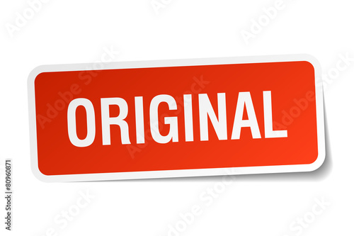 original red square sticker isolated on white