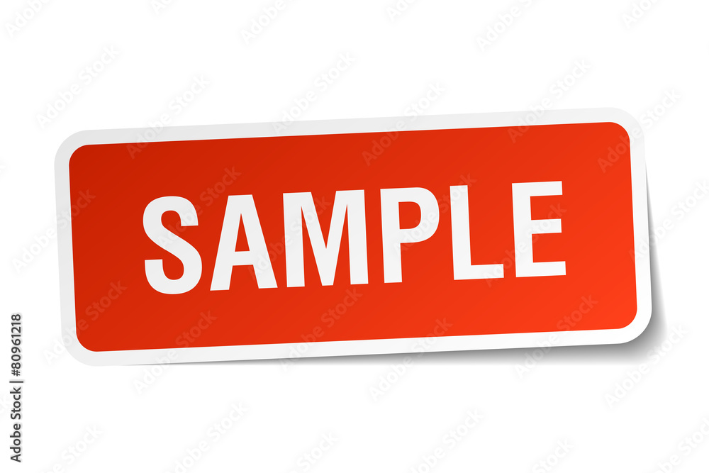 sample red square sticker isolated on white sample red square sticker isolated on white
