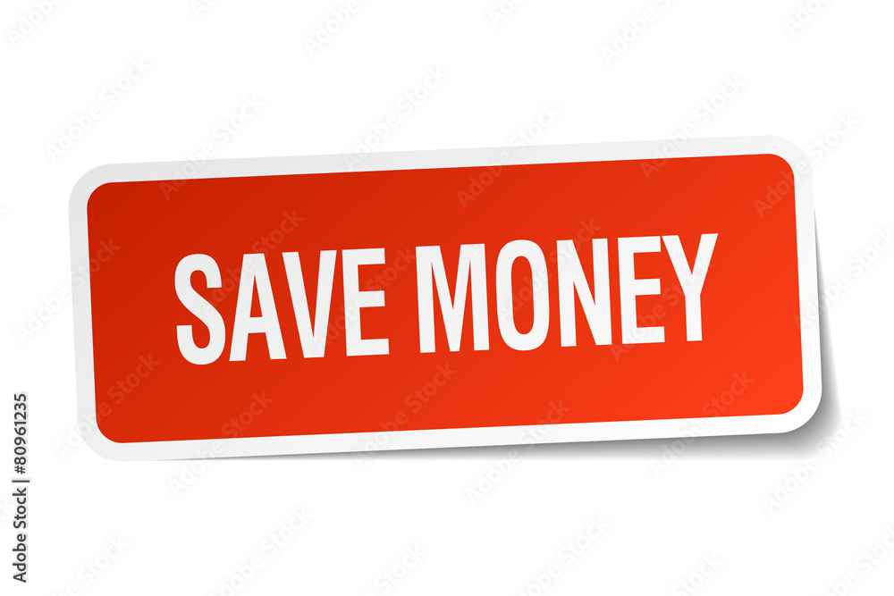 save money red square sticker isolated on white save money red square sticker isolated on white
