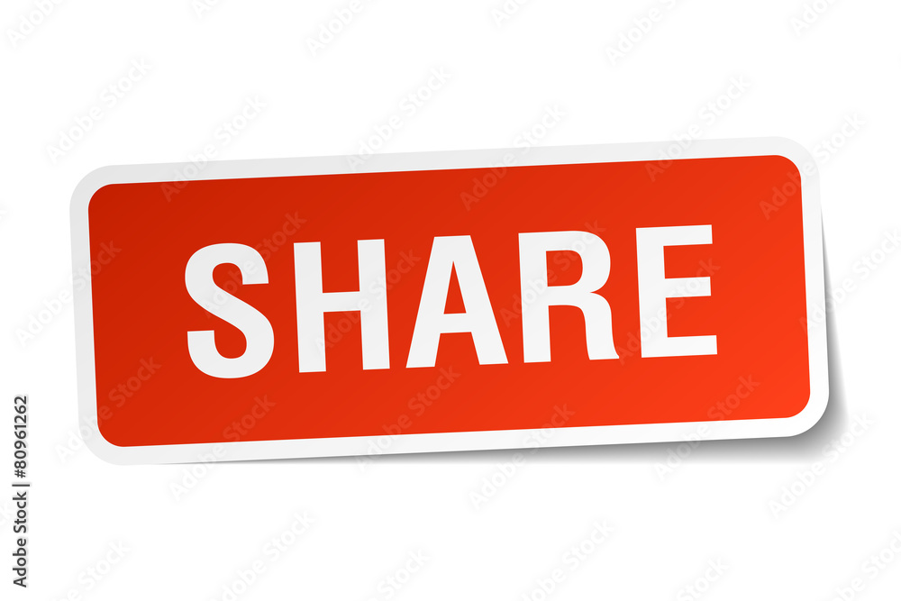 share red square sticker isolated on white share red square sticker isolated on white