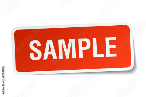 sample red square sticker isolated on white