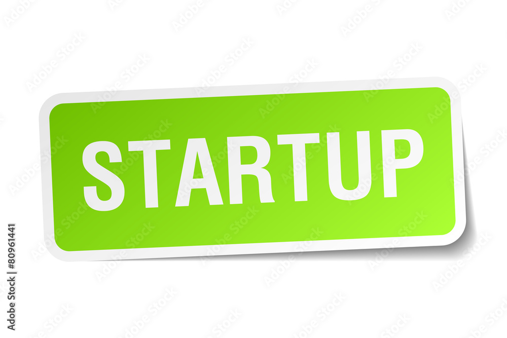 startup green square sticker on white background startup green square sticker on white background