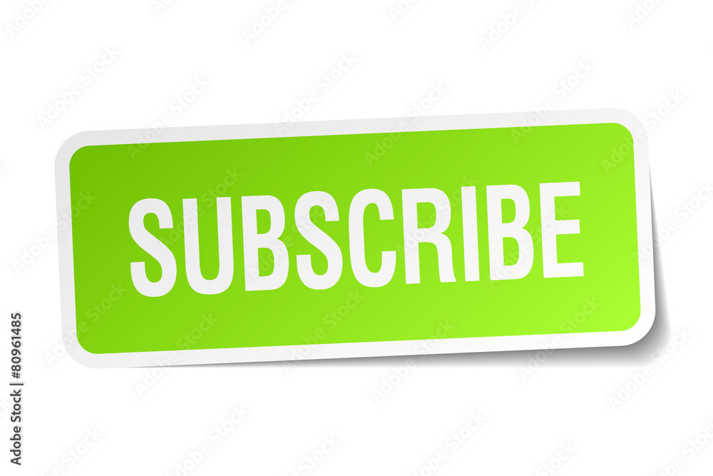 subscribe green square sticker on white background subscribe green square sticker on white background