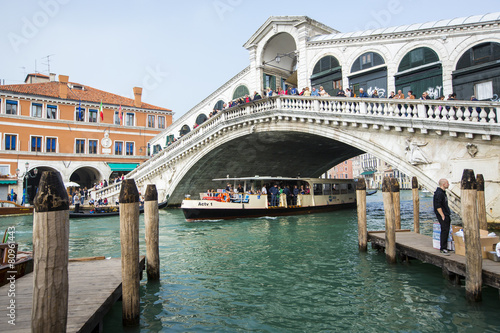 berth and view to birdge in Venice in Italy