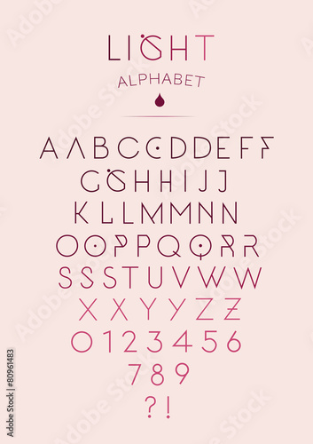 Fashionable hipster light alphabet. Vector illustration.