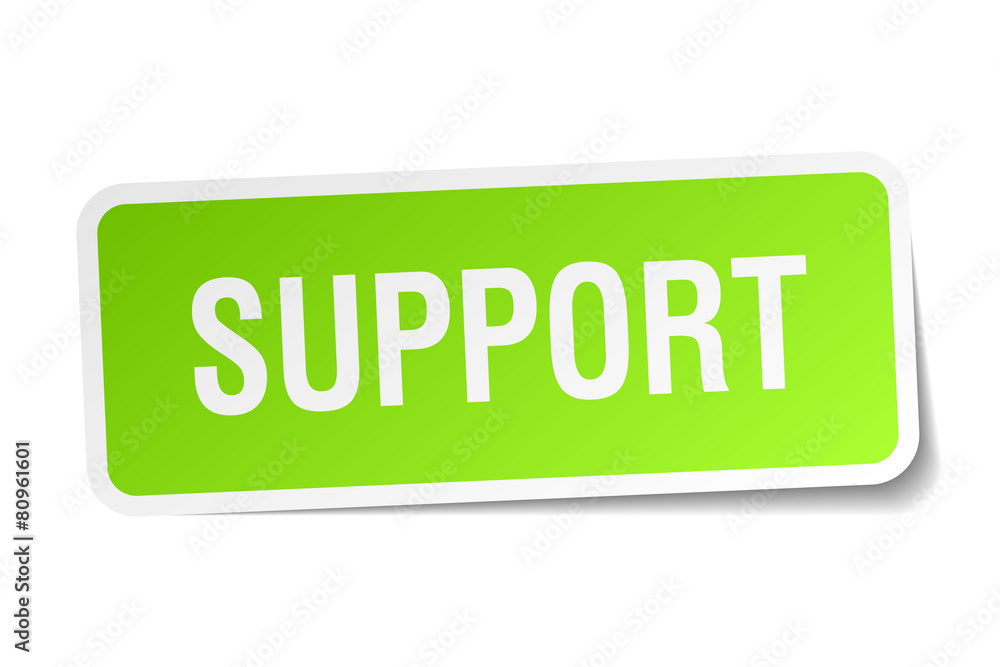 support green square sticker on white background support green square sticker on white background