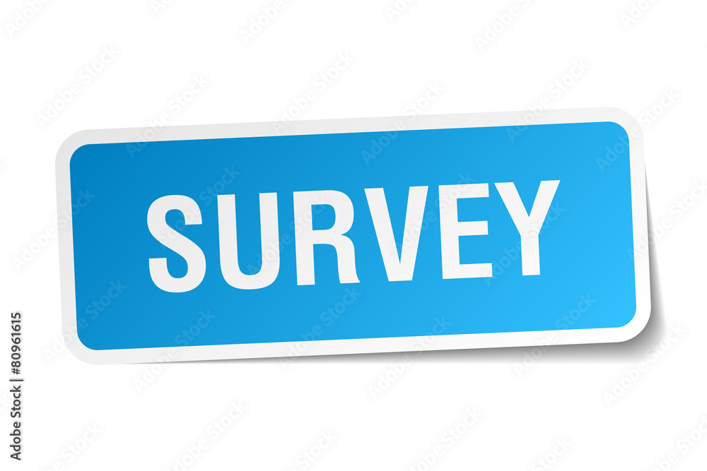 survey blue square sticker isolated on white survey blue square sticker isolated on white