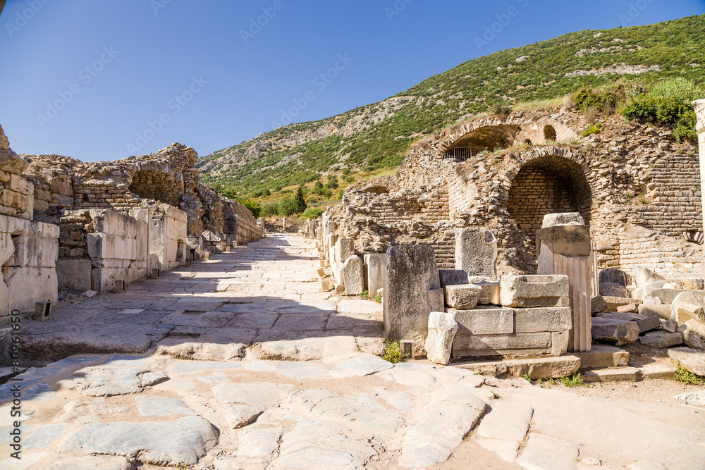 Street in the archaeological area of Ephesus, Turkey