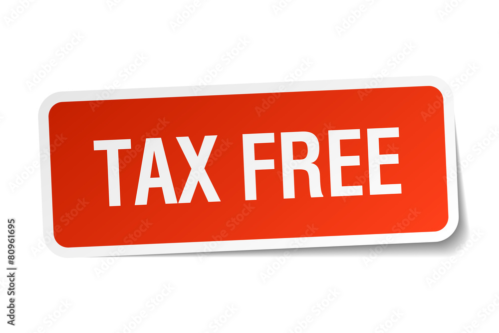 tax free red square sticker isolated on white tax free red square sticker isolated on white