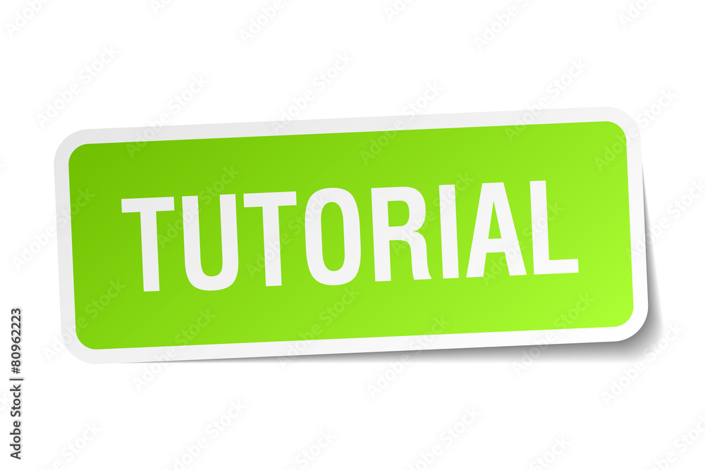 tutorial green square sticker on white background tutorial green square sticker on white background