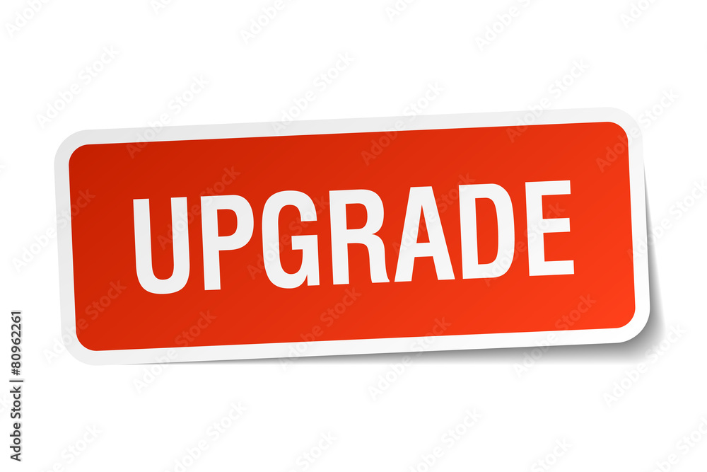 upgrade red square sticker isolated on white upgrade red square sticker isolated on white