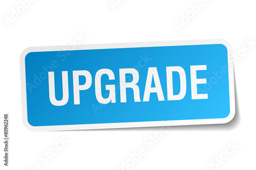 upgrade blue square sticker isolated on white