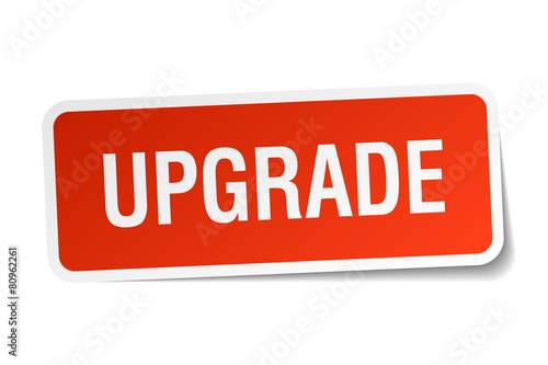 upgrade red square sticker isolated on white