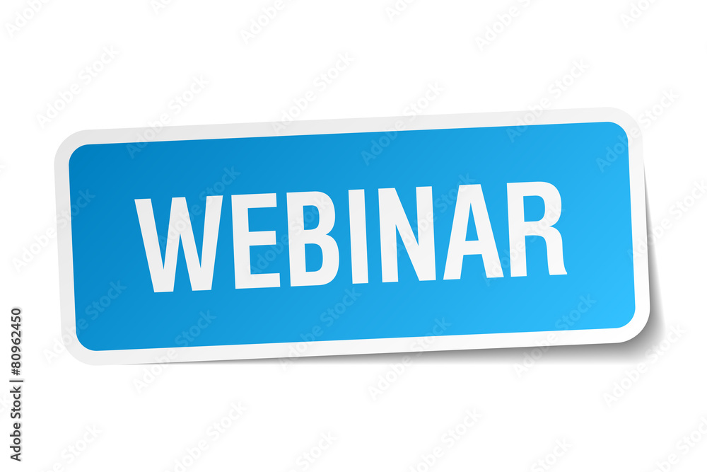 webinar blue square sticker isolated on white webinar blue square sticker isolated on white