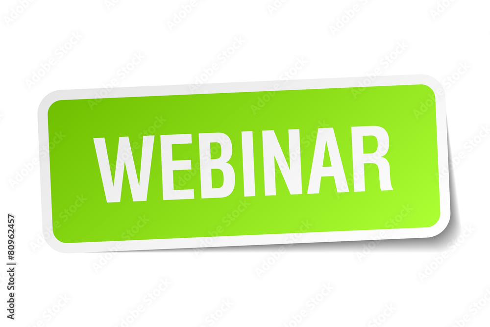 webinar green square sticker on white background webinar green square sticker on white background