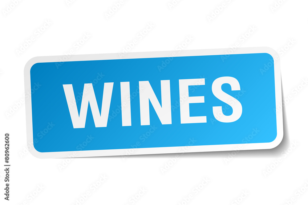 wines blue square sticker isolated on white wines blue square sticker isolated on white