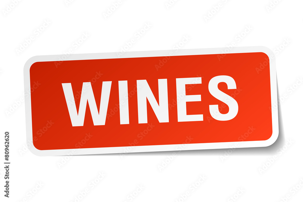 wines red square sticker isolated on white wines red square sticker isolated on white