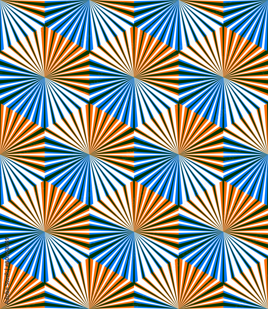 Seamless optical ornamental pattern with three-dimensional geome Seamless optical ornamental pattern with three-dimensional geome