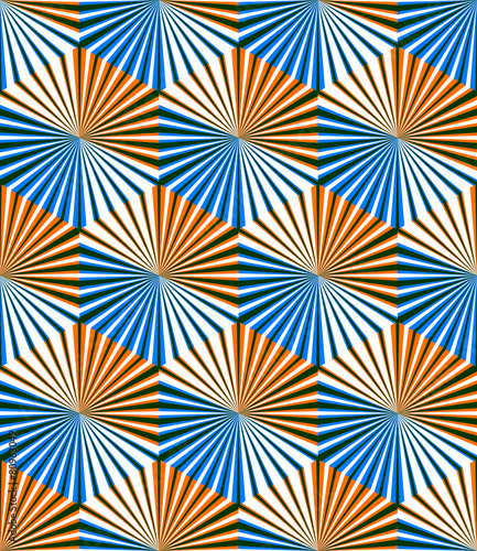 Seamless optical ornamental pattern with three-dimensional geome