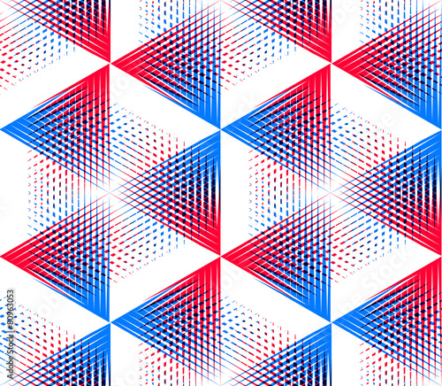 Seamless optical ornamental pattern with three-dimensional geome