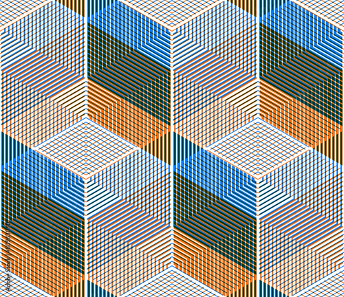 Bright symmetric seamless pattern with interweave figures. Conti