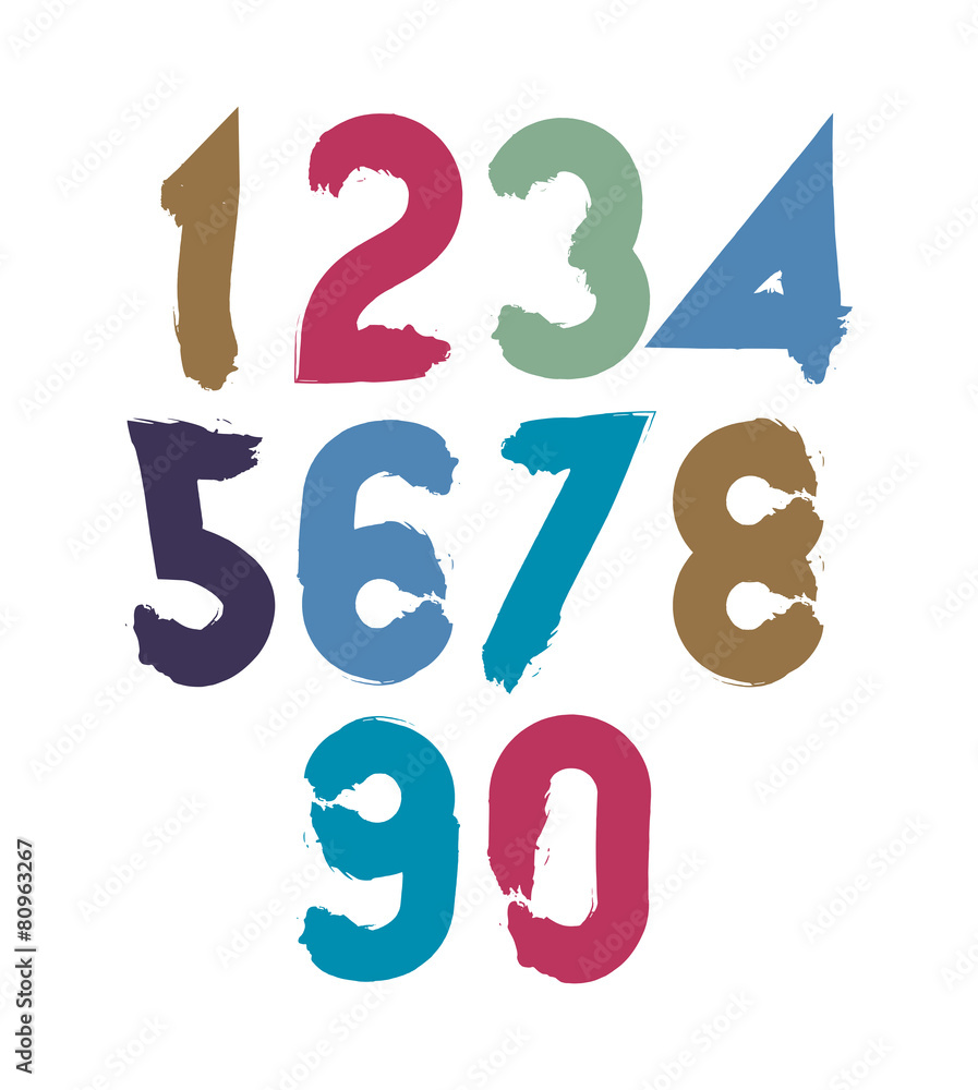 Handwritten vector numbers isolated on white background, painted Handwritten vector numbers isolated on white background, painted