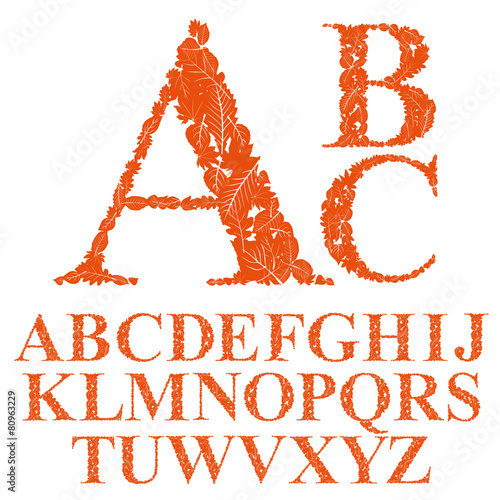 Font made with leaves, flor...