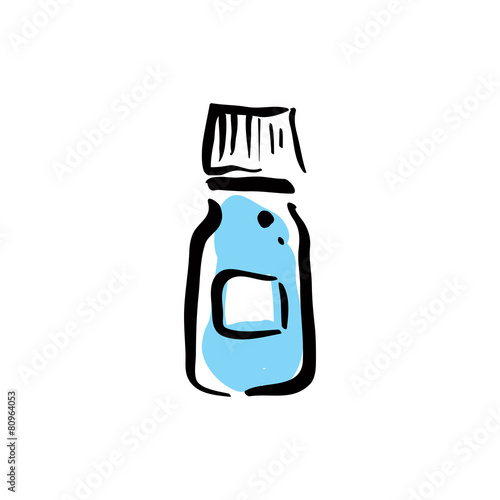 Illustrated plastic bottle, vector medical icon.
