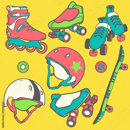 set_of_roller_skates_helmets_wheel
