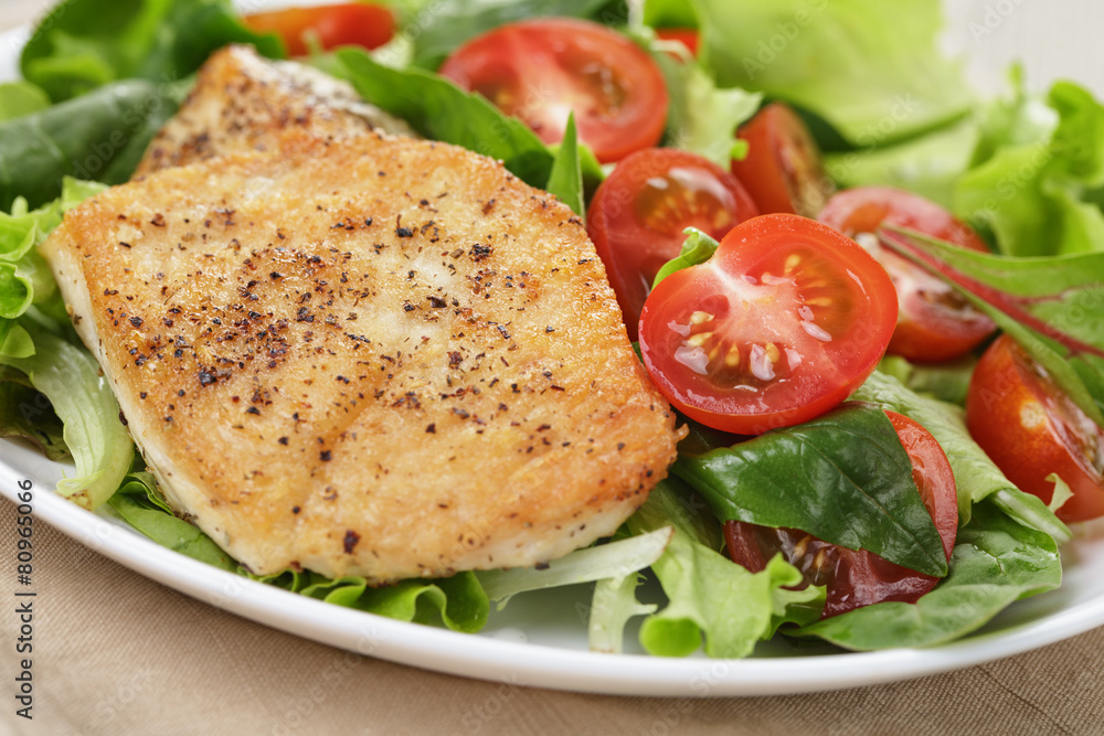 Roasted chicken with vegetable salad and herbs Roasted chicken with vegetable salad and herbs