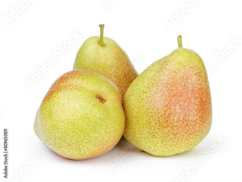 whole ripe pears isolated on white
