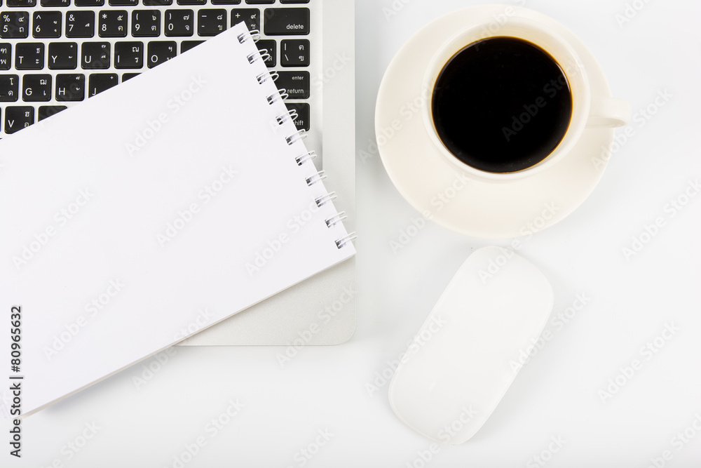 Notebook laptop and coffee cup Notebook laptop and coffee cup