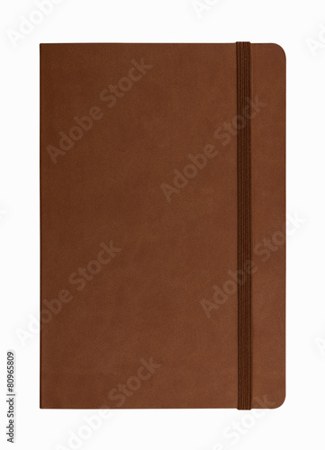brown leather notebook isolated on white background