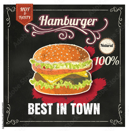 Restaurant Fast Foods menu burger on chalkboard vector format ep