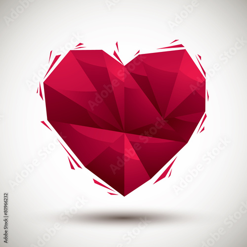 Red heart geometric icon ma...
