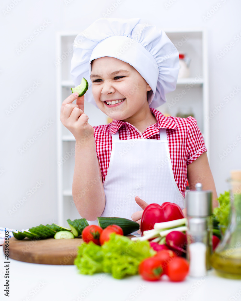 Girl eating salad